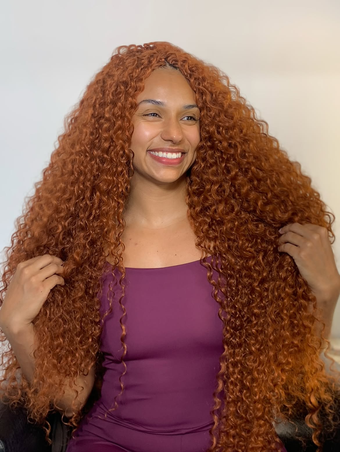 Fiery Copper Crochet Curls With Defined Coil