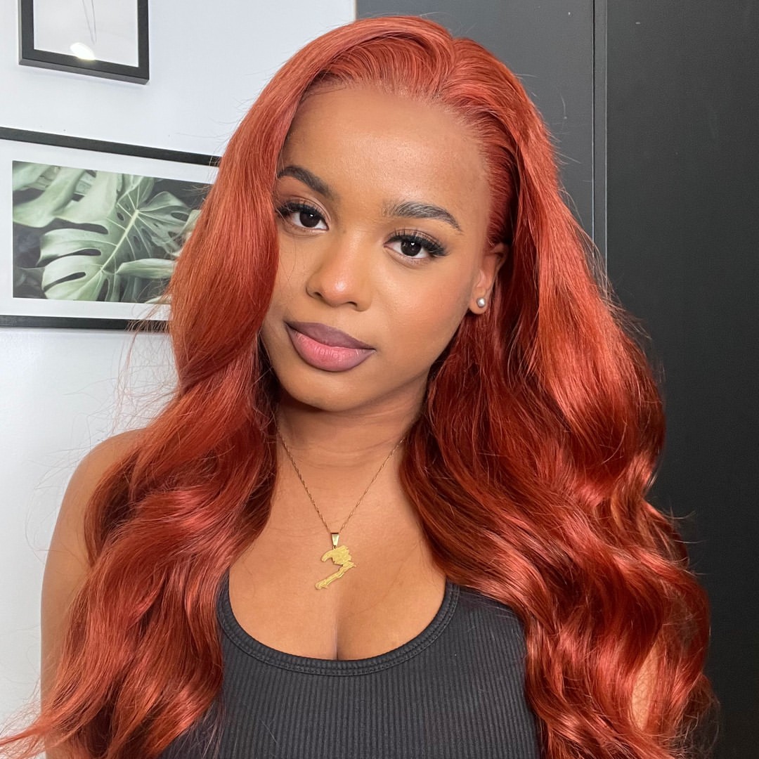 Fiery Copper Waves With Deep Side Part