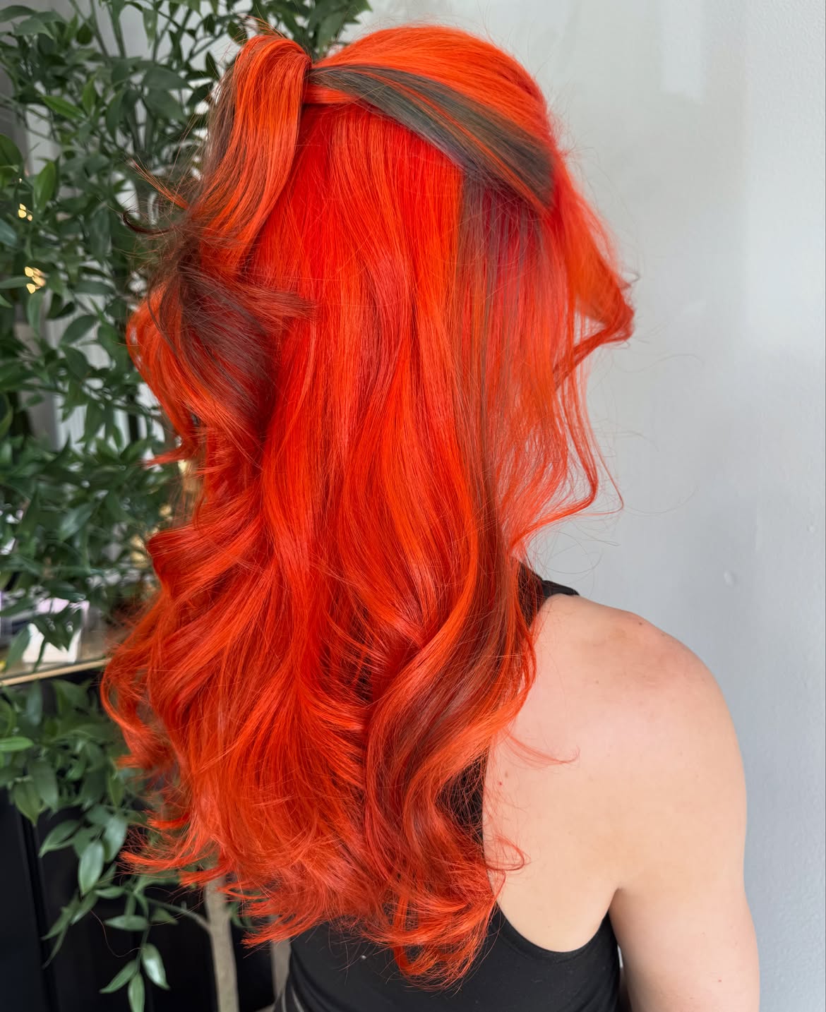 Fiery Orange with Deep Charcoal Lowlights