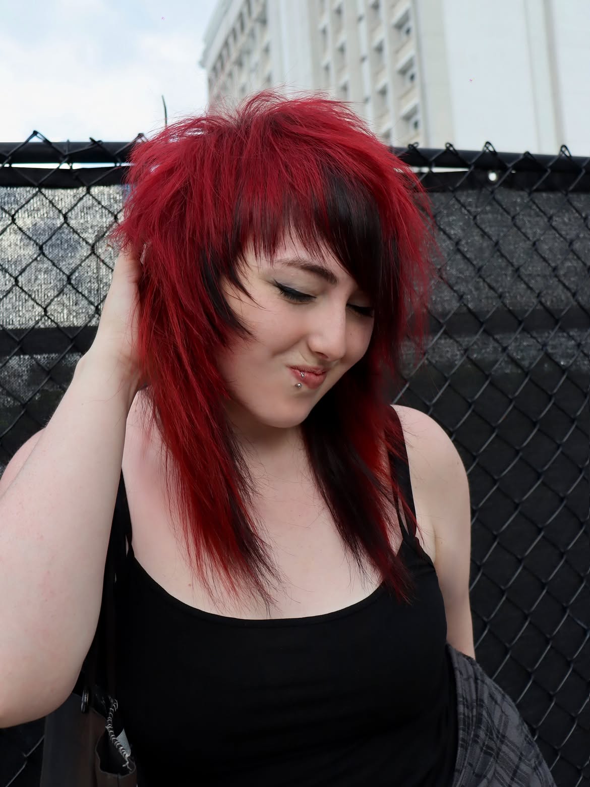 Fiery Red Shaggy Cut With Dark Underlights
