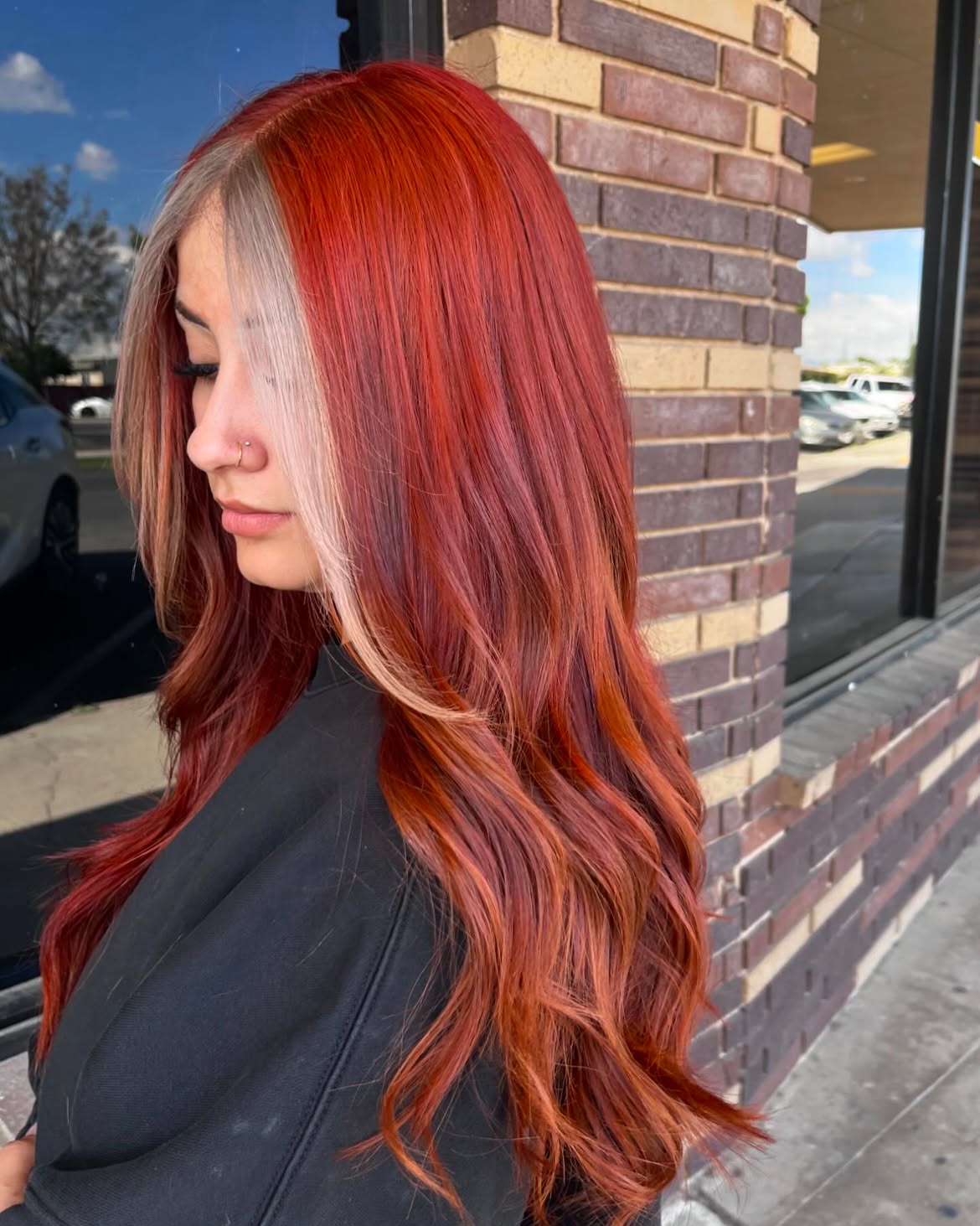 Fiery Red With Bold Blonde Money Piece