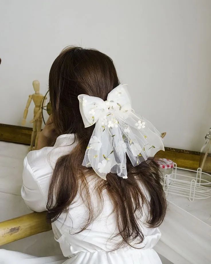 Floral Tulle Bows For Half Up Styles