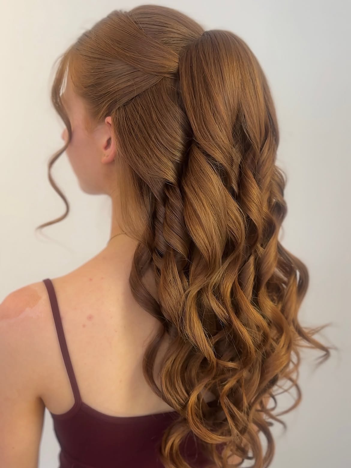 Glamorous Auburn Half-Up Waves