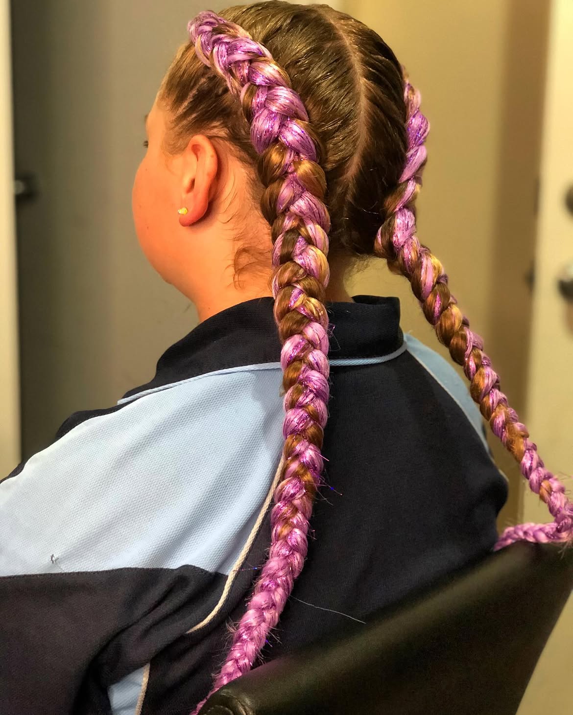 Glittery Two-Tone Chunky Braids With Tinsel