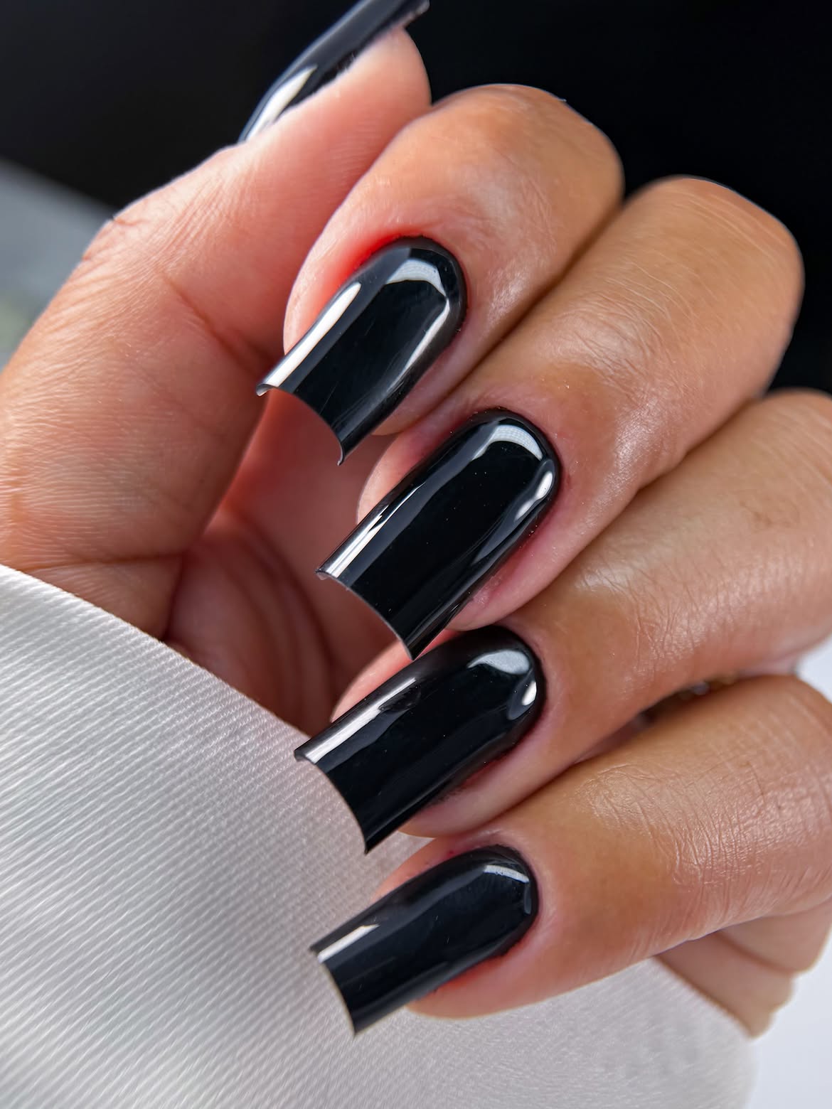 Glossy Black Square Press On Nails