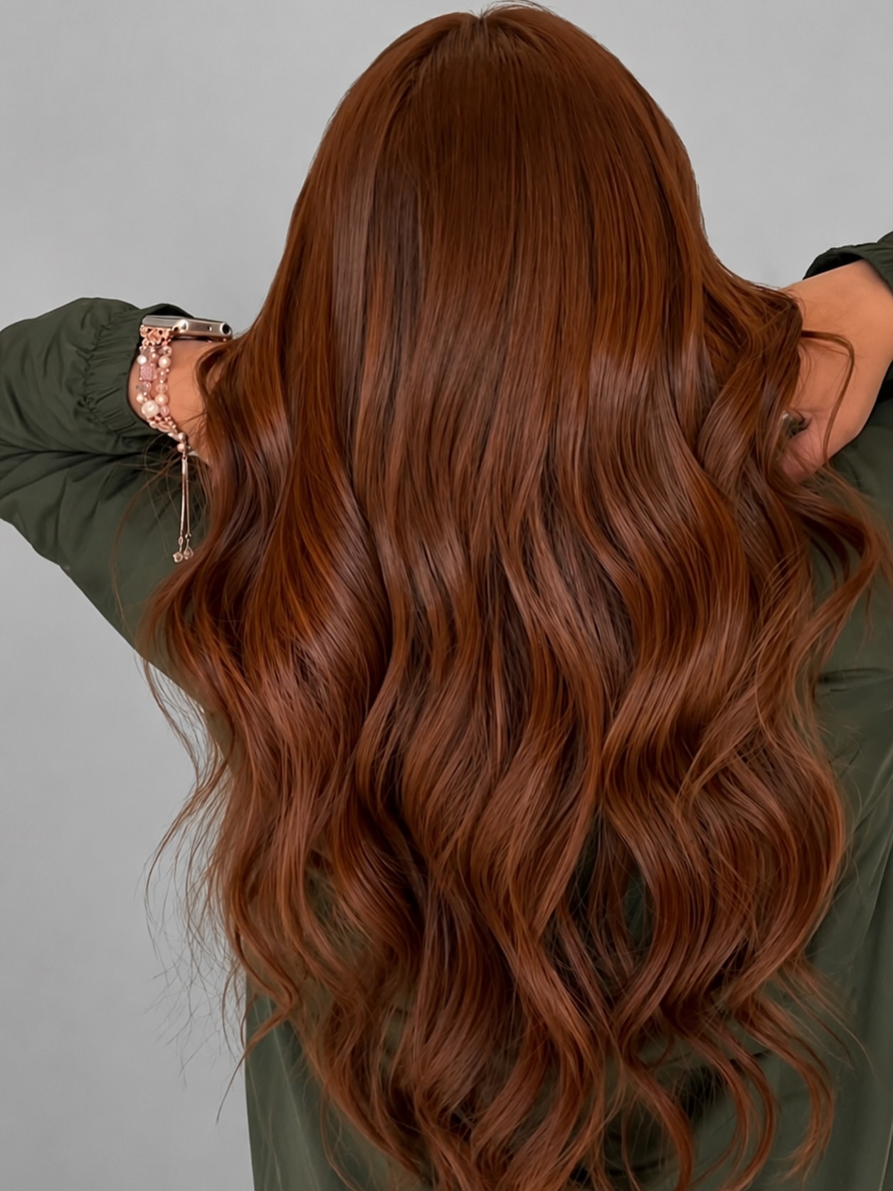 Glossy Copper Brown Waves With Long Layers