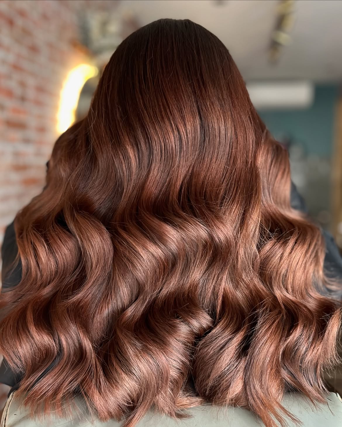 Glossy Copper Brown Waves With Rich Dimensional Tones