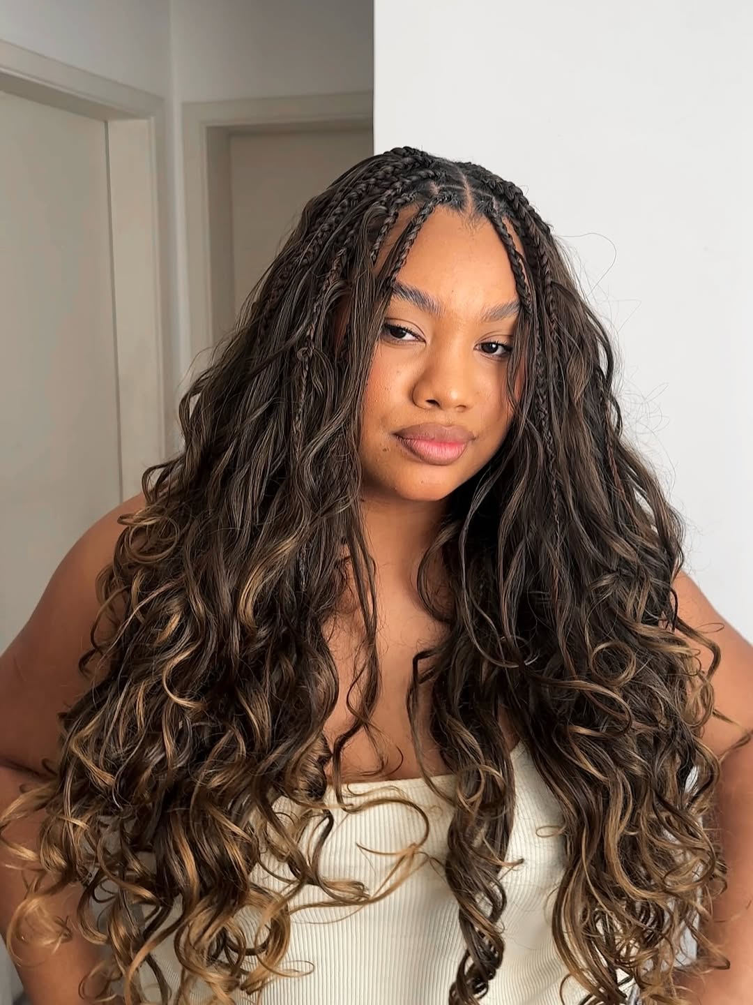 Goddess Braids With Loose Curly Ends