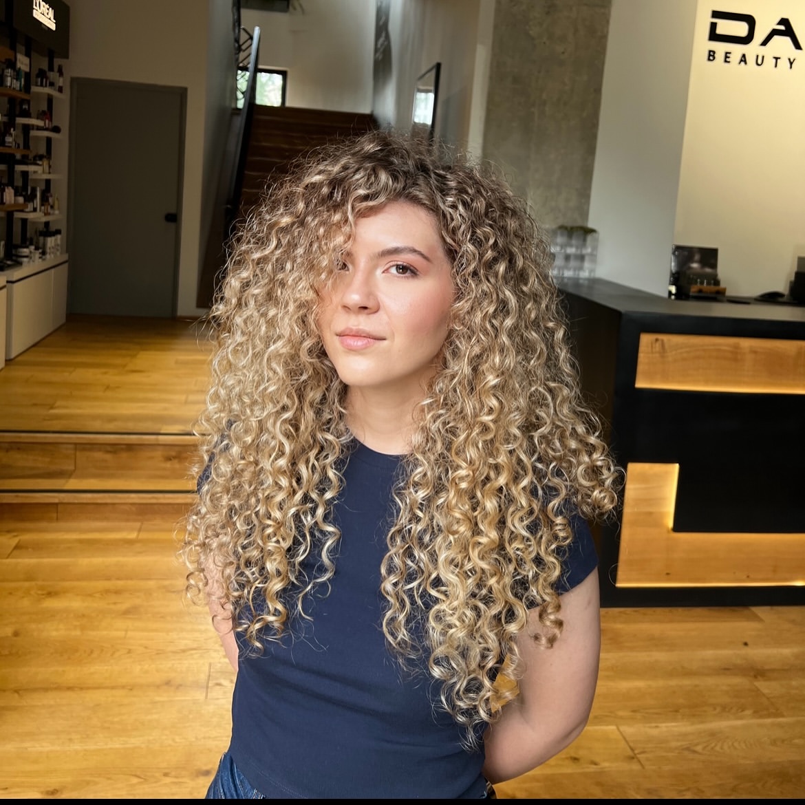 Golden Honey Blonde Spiral Curls