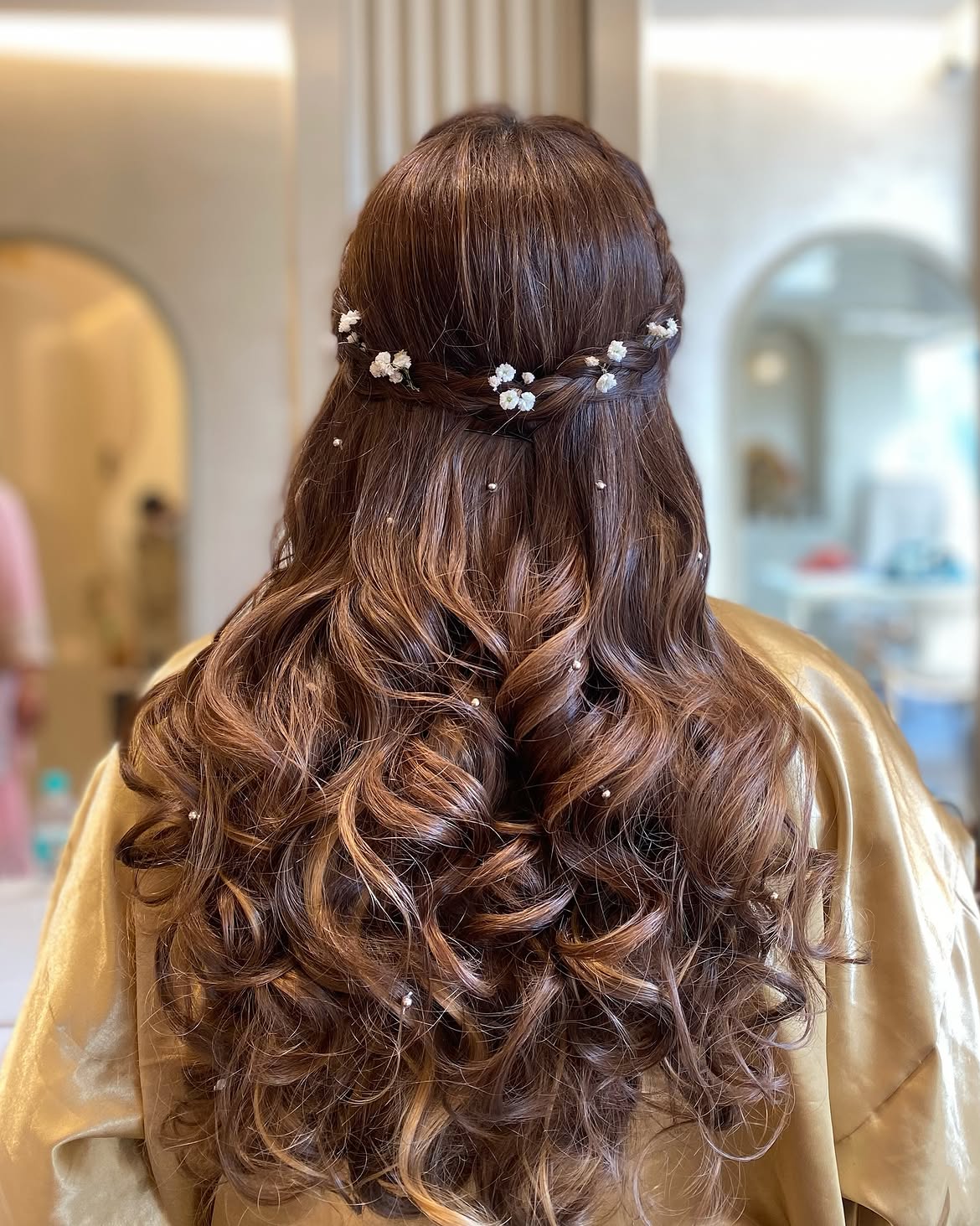 Half Up Braided Waves With Delicate Floral Accents