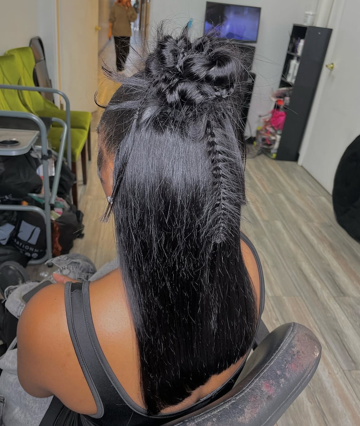 Half Up Spiky Top Knot With Braided Detail
