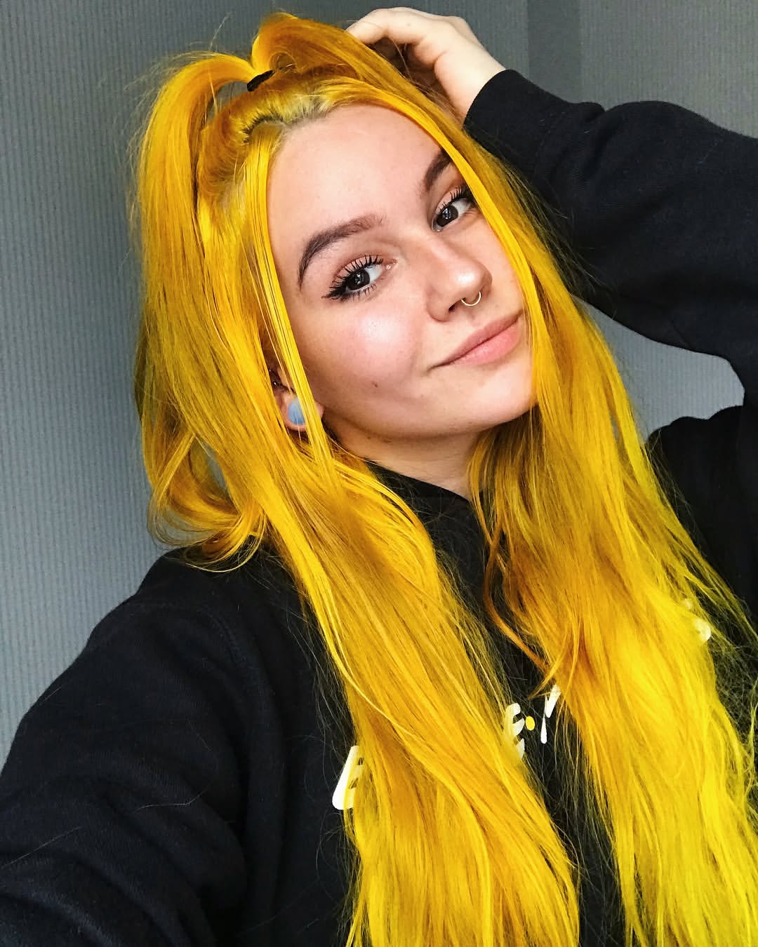 High Half Up Ponytail In Vibrant Lemon Yellow