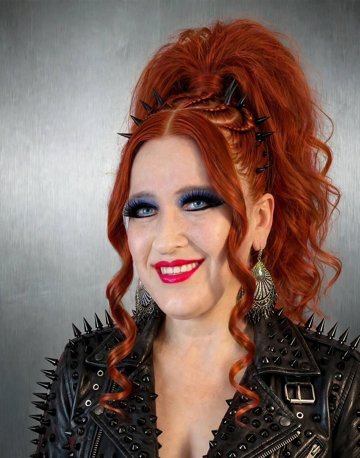 High Spiked Ponytail With Braided Accent Sections