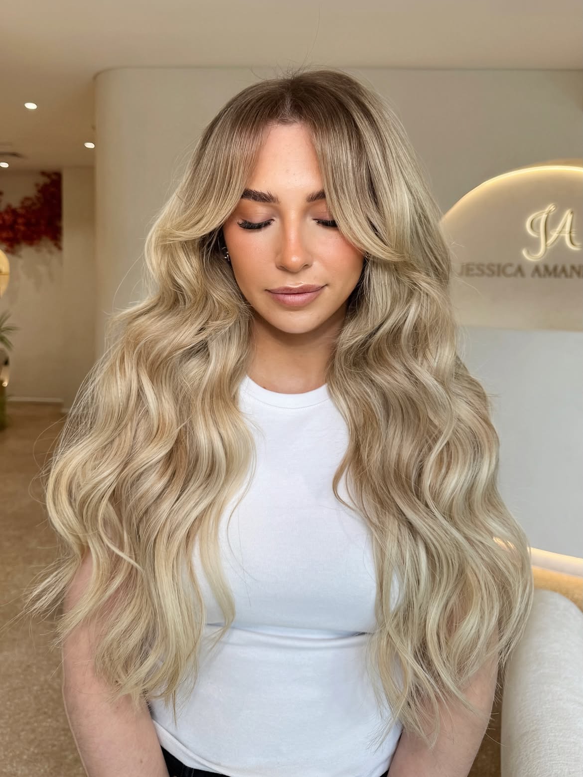 Honey Blonde Beach Waves With Face Framing Layers
