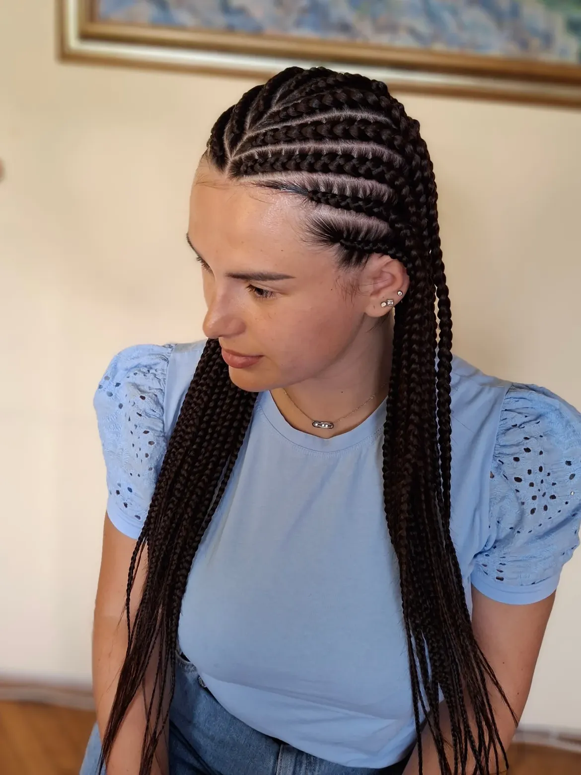 Intricate Cornrow Braids With Long Braids