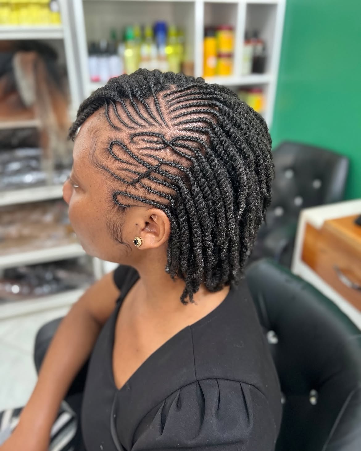 Intricate Cornrow & Twist Combination Hairstyle