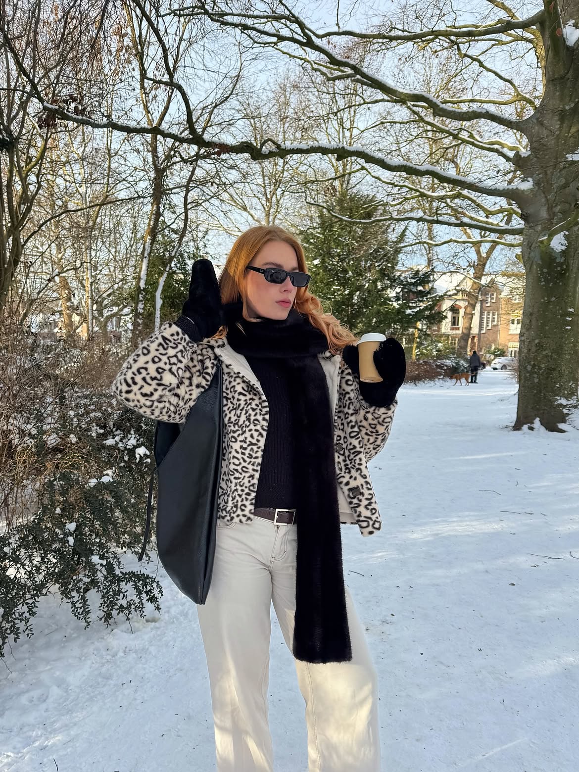 Leopard Print Jacket And White Denim Winter Street Style