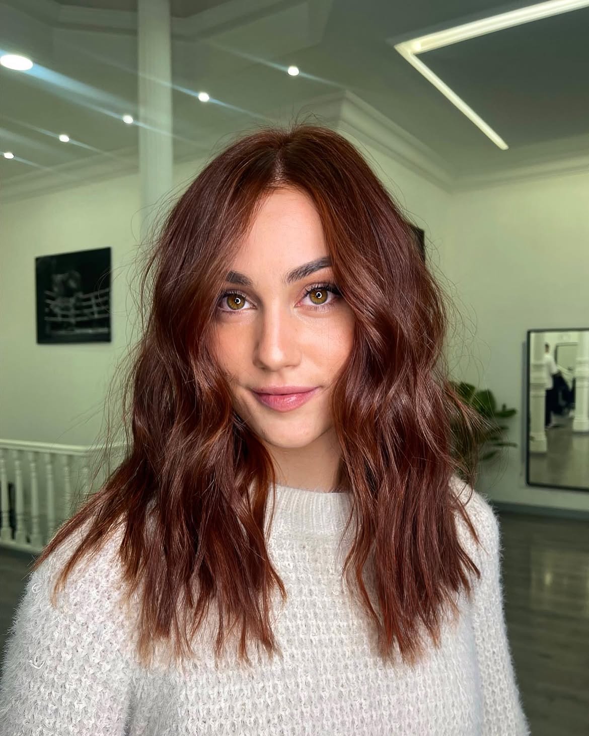 Lived In Copper Brown Waves With Face Framing Layers