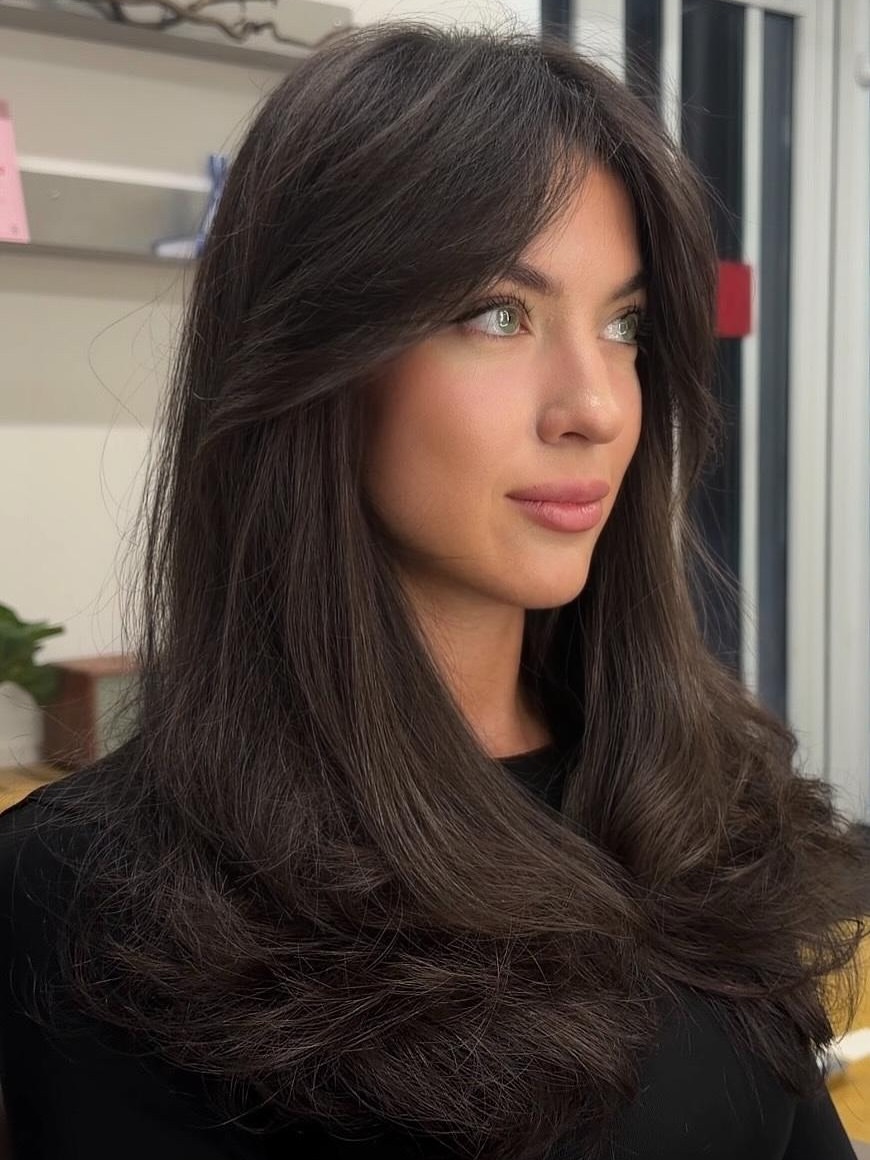Long Layered Cut With Face Framing Bangs