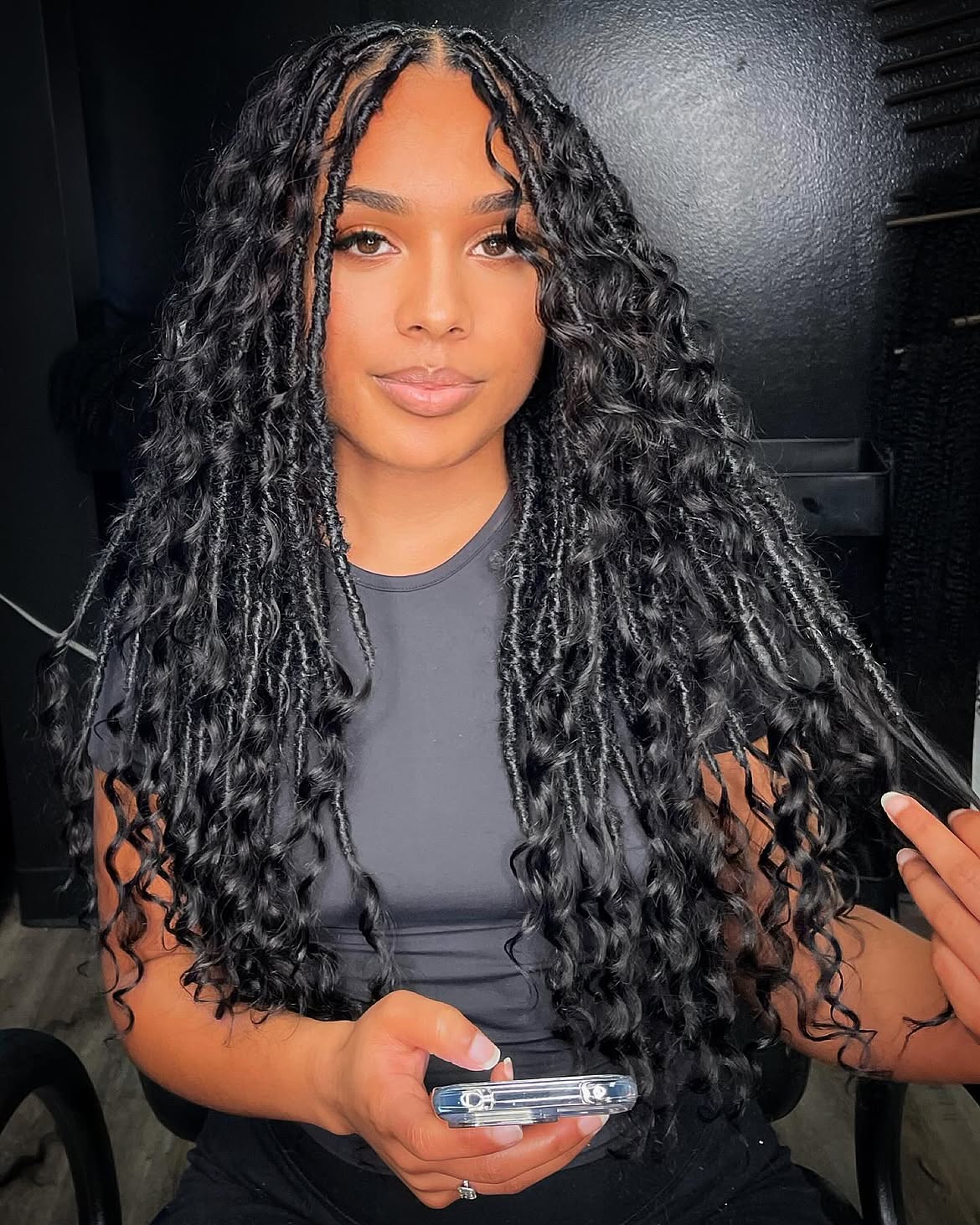 Loose Boho Faux Locs With Deep Curls
