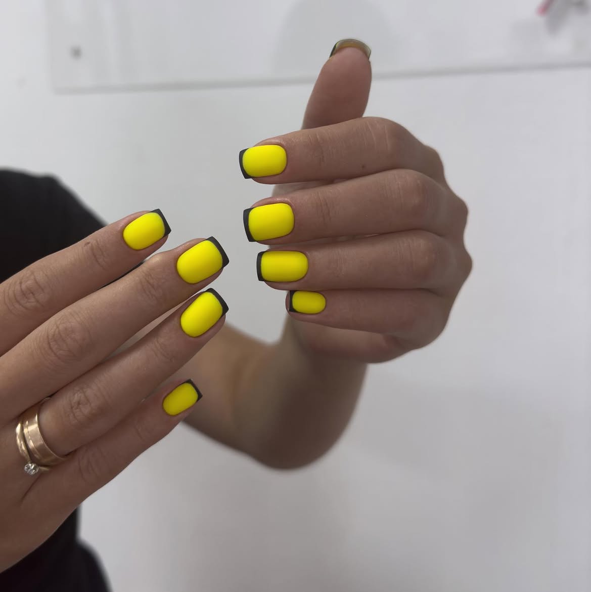 Matte Yellow French Tip Square Nails
