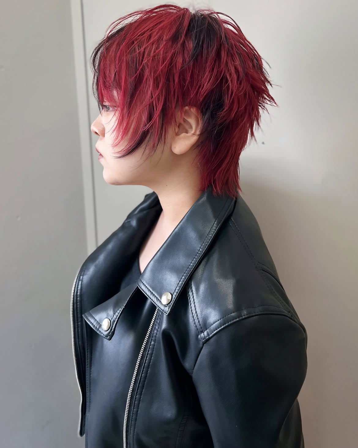 Messy Spiked Mullet With Deep Cherry Red Tones