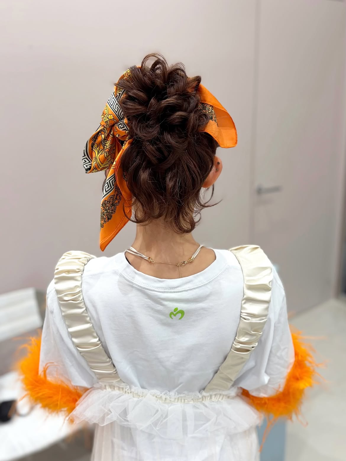 Messy Updo With Scarf Accent