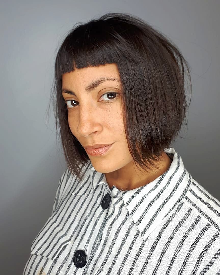 Micro Bangs With Textured Bob