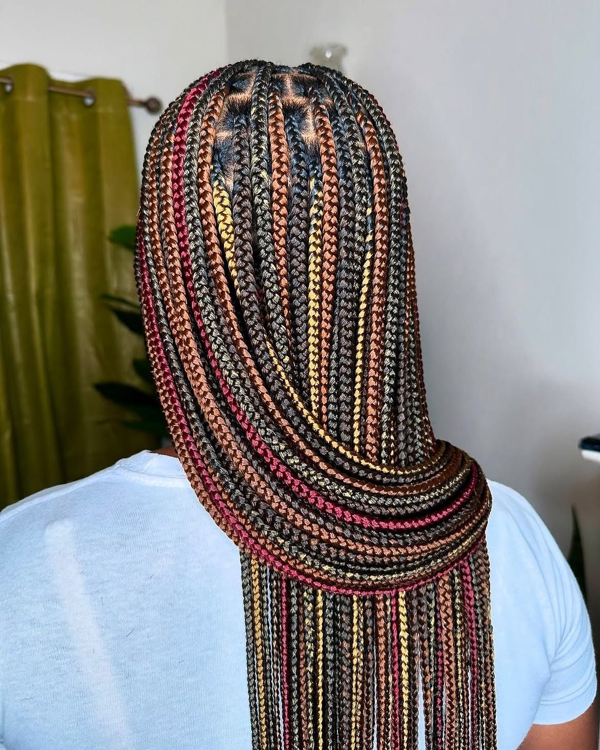 Multi-Toned Box Braids With Deep Side Part