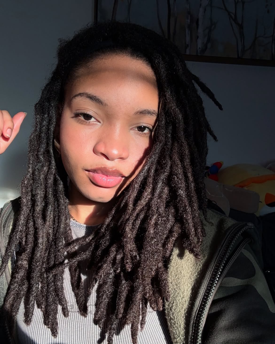 Natural Dark Dreads With Subtle Highlights