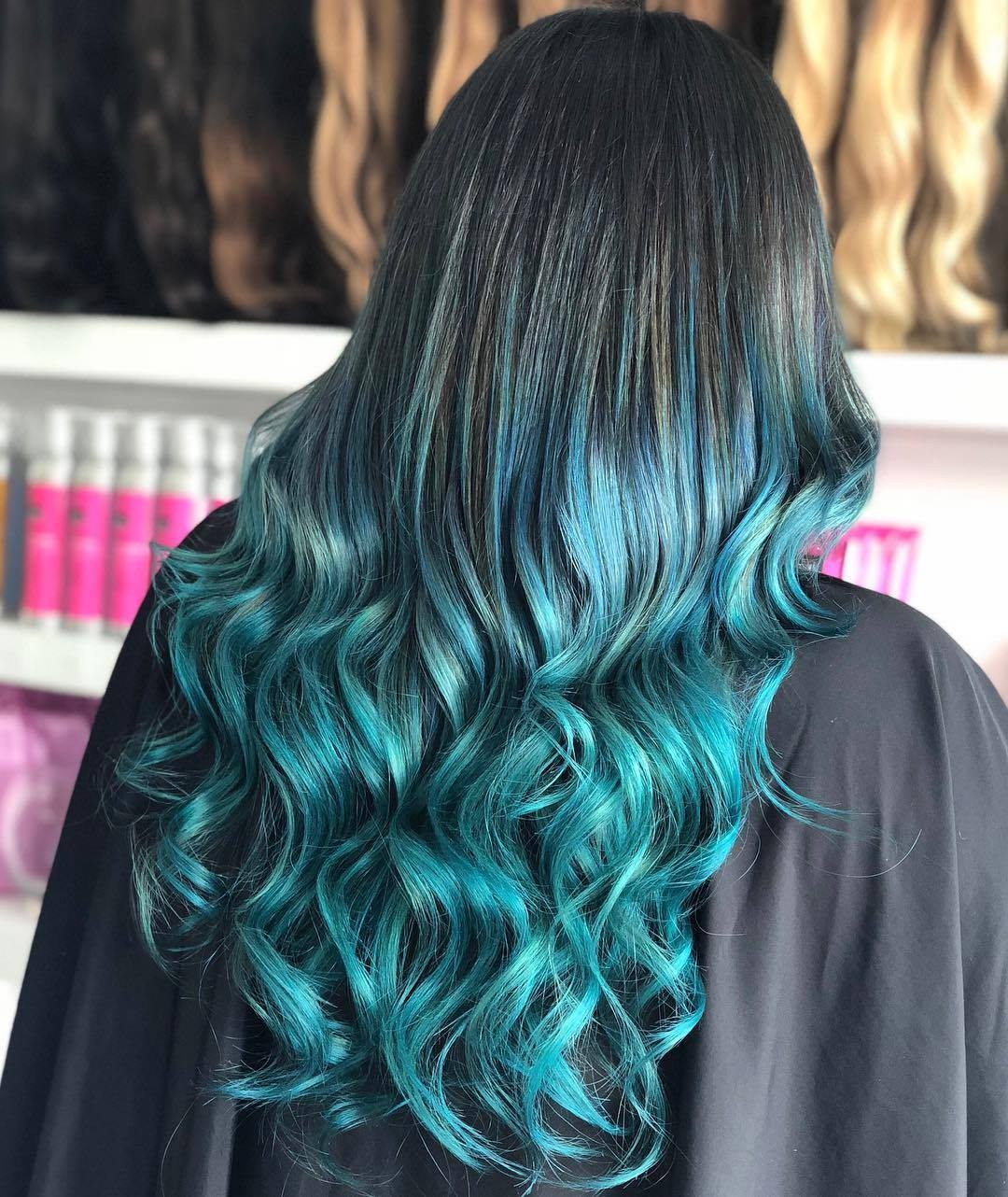 Ocean Teal Ombre With Loose Waves
