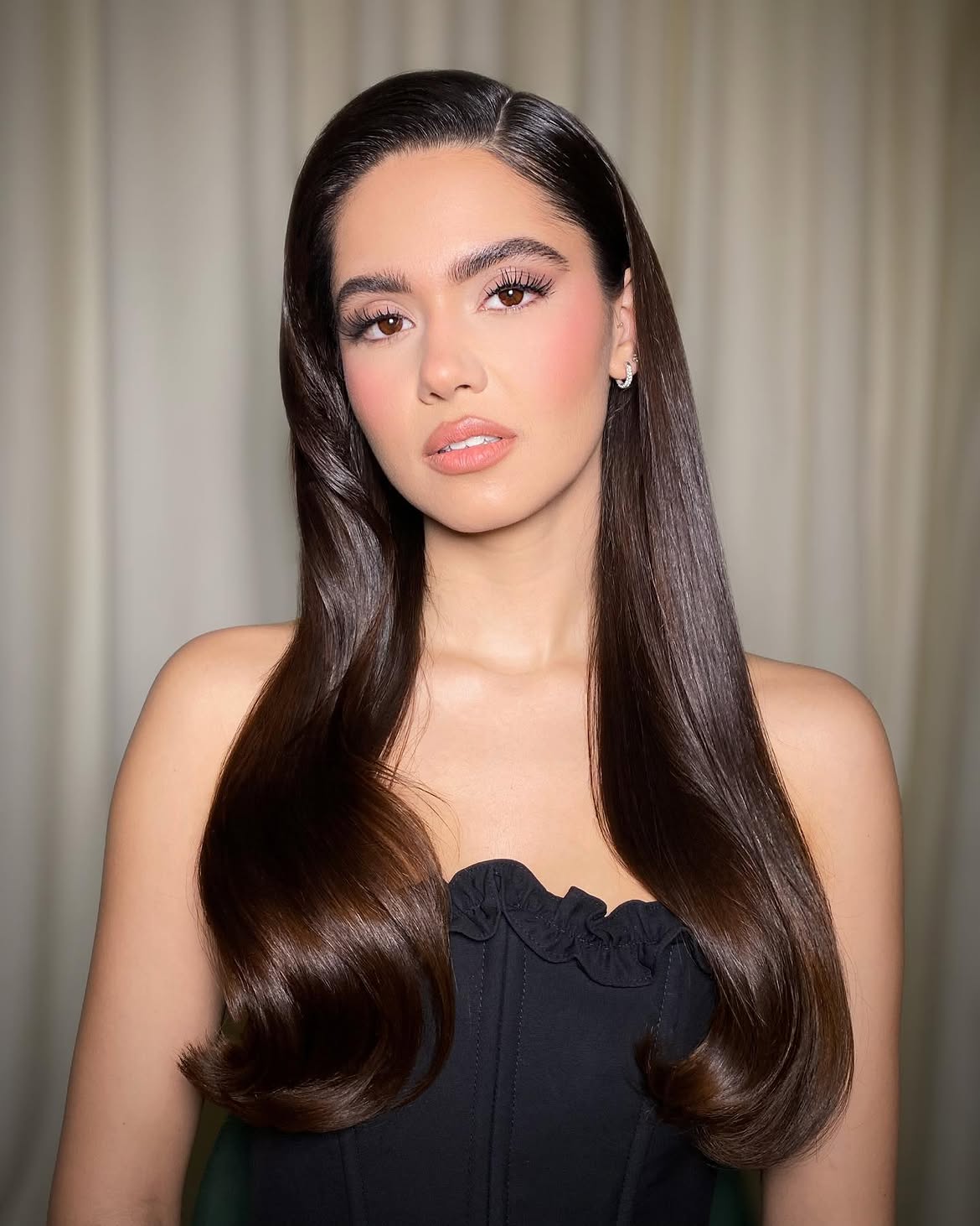 Old Money Hollywood Waves On Espresso Brown Hair