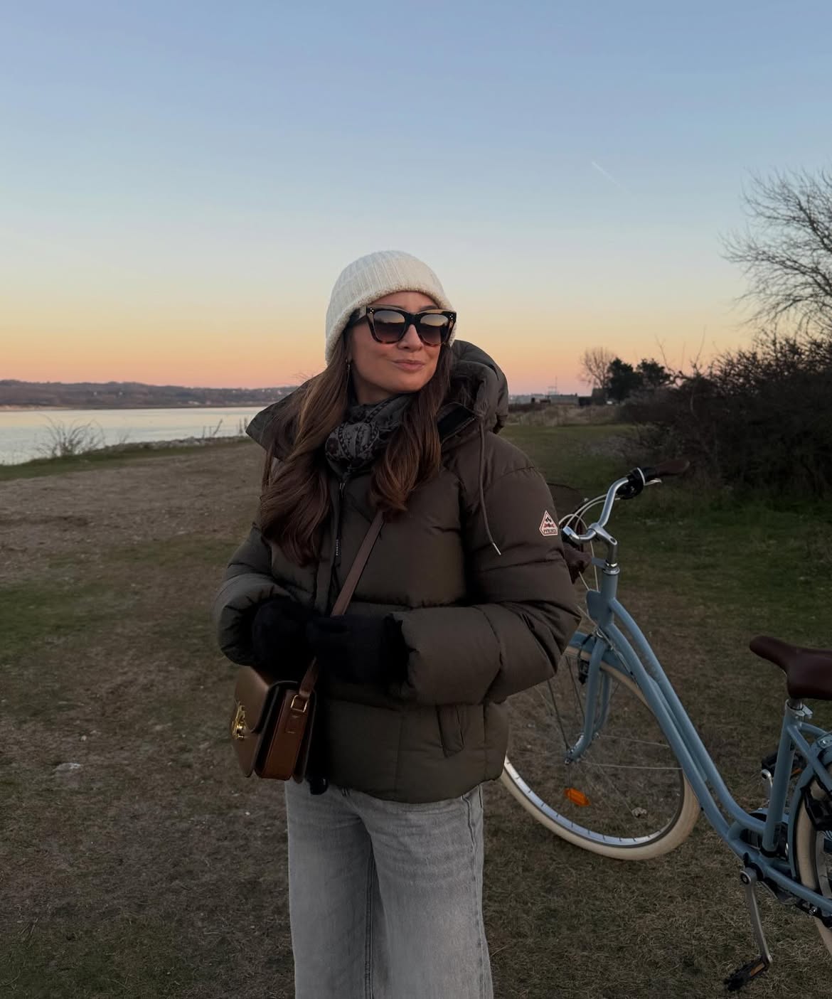 Olive Puffer Jacket And Beanie Winter Outdoor Look