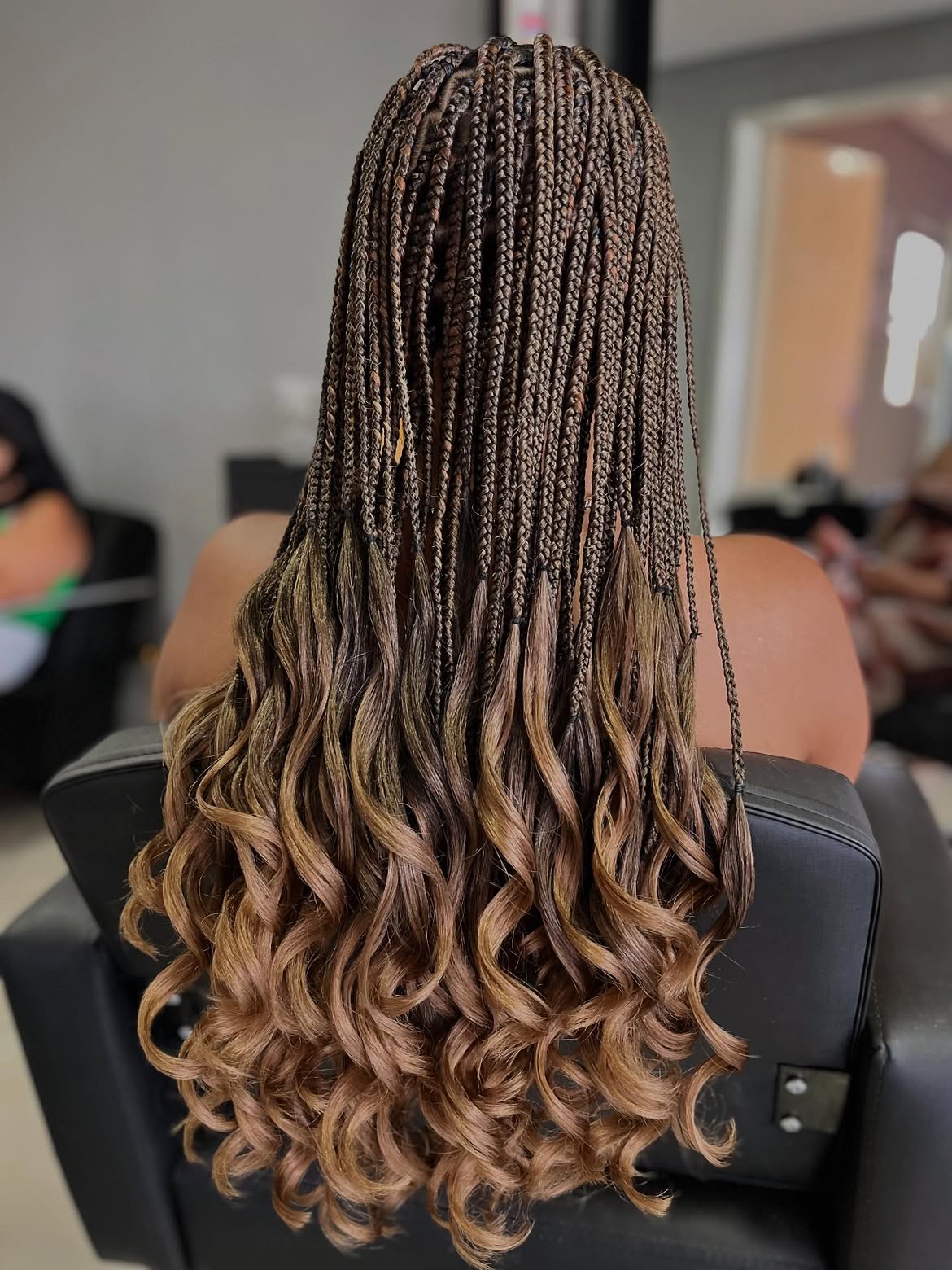 Ombre Box Braids With Defined Barrel Curls