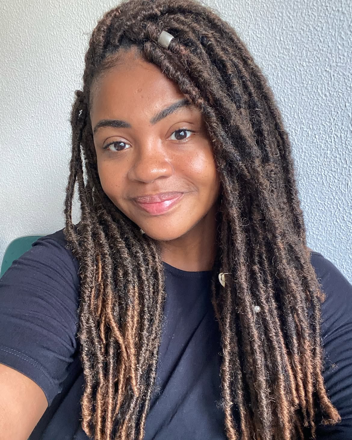 Ombre Dreads With Metallic Hair Cuffs