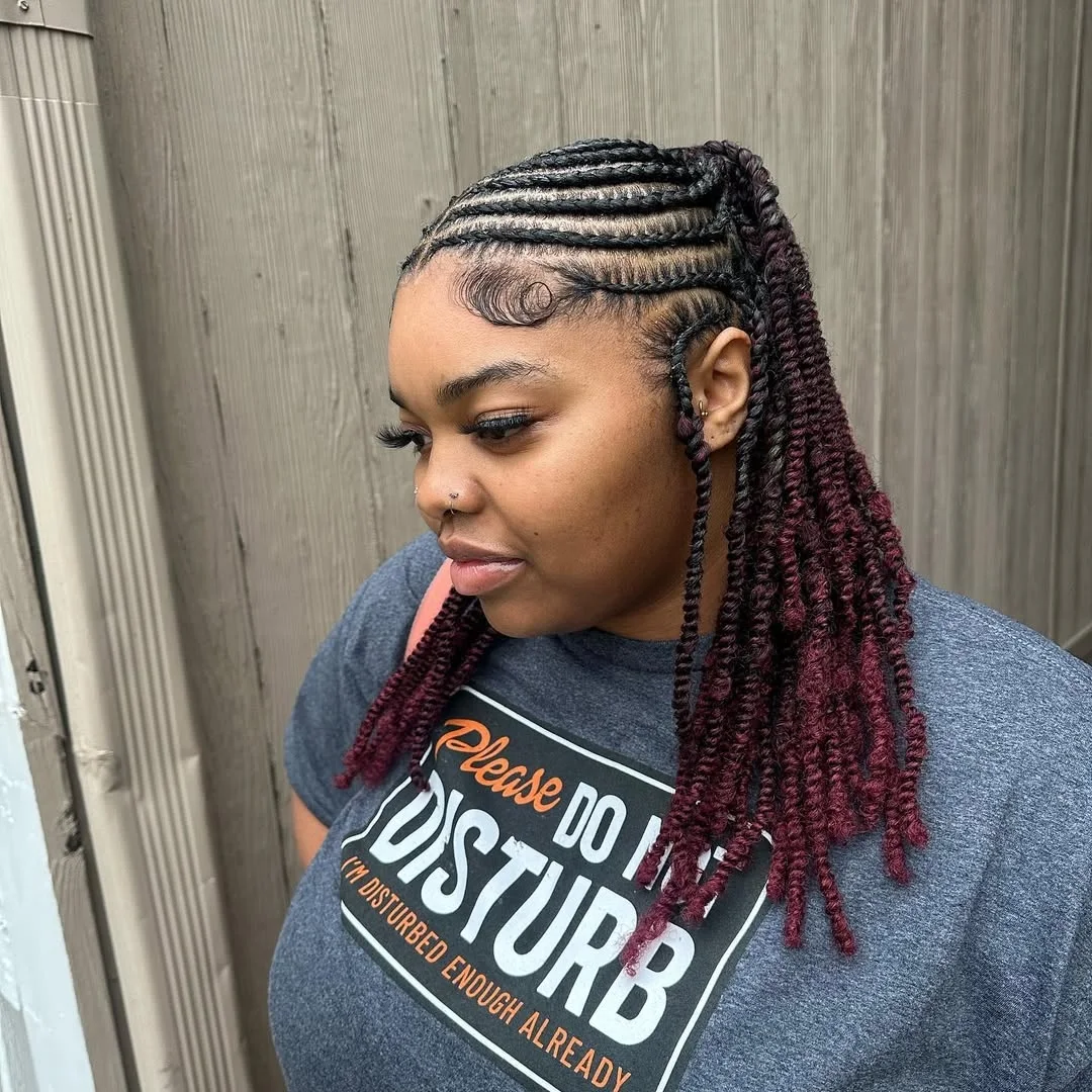 Ombre Passion Twists With Sleek Cornrows