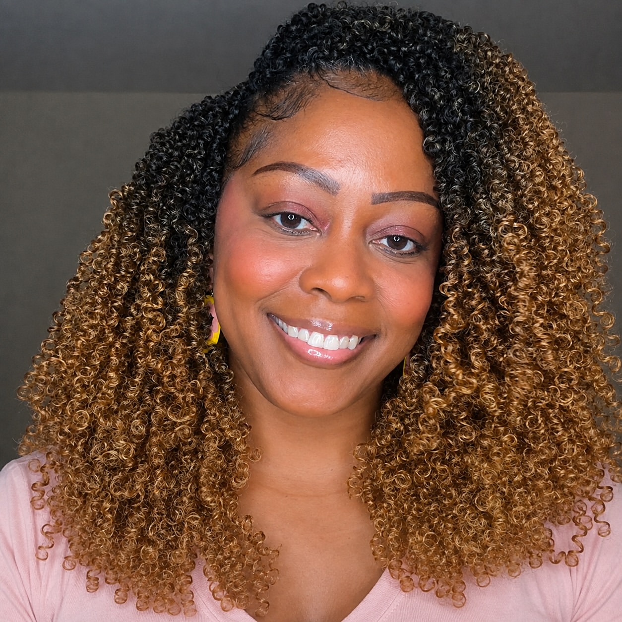 Ombre Spiral Crochet Braids With Honey Blonde Highlights