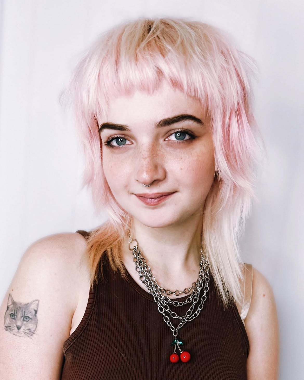 Pastel Pink Textured Shag With Micro Bangs