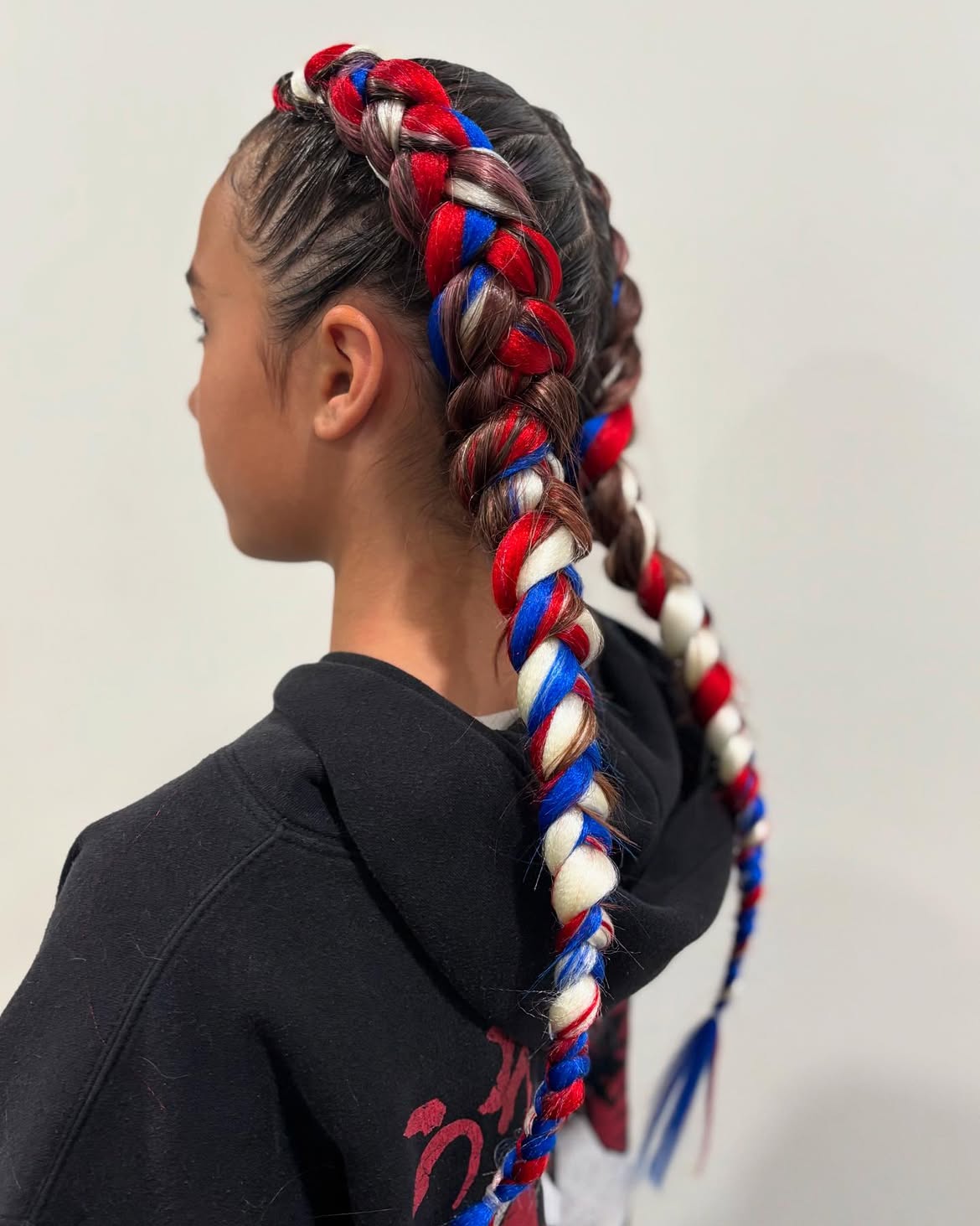 Patriotic Jumbo Braids With Red, White, and Blue