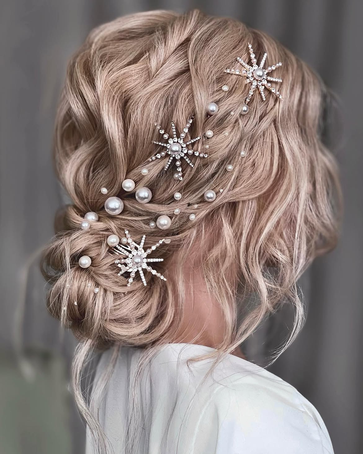 Pearl Embellished Textured Low Updo