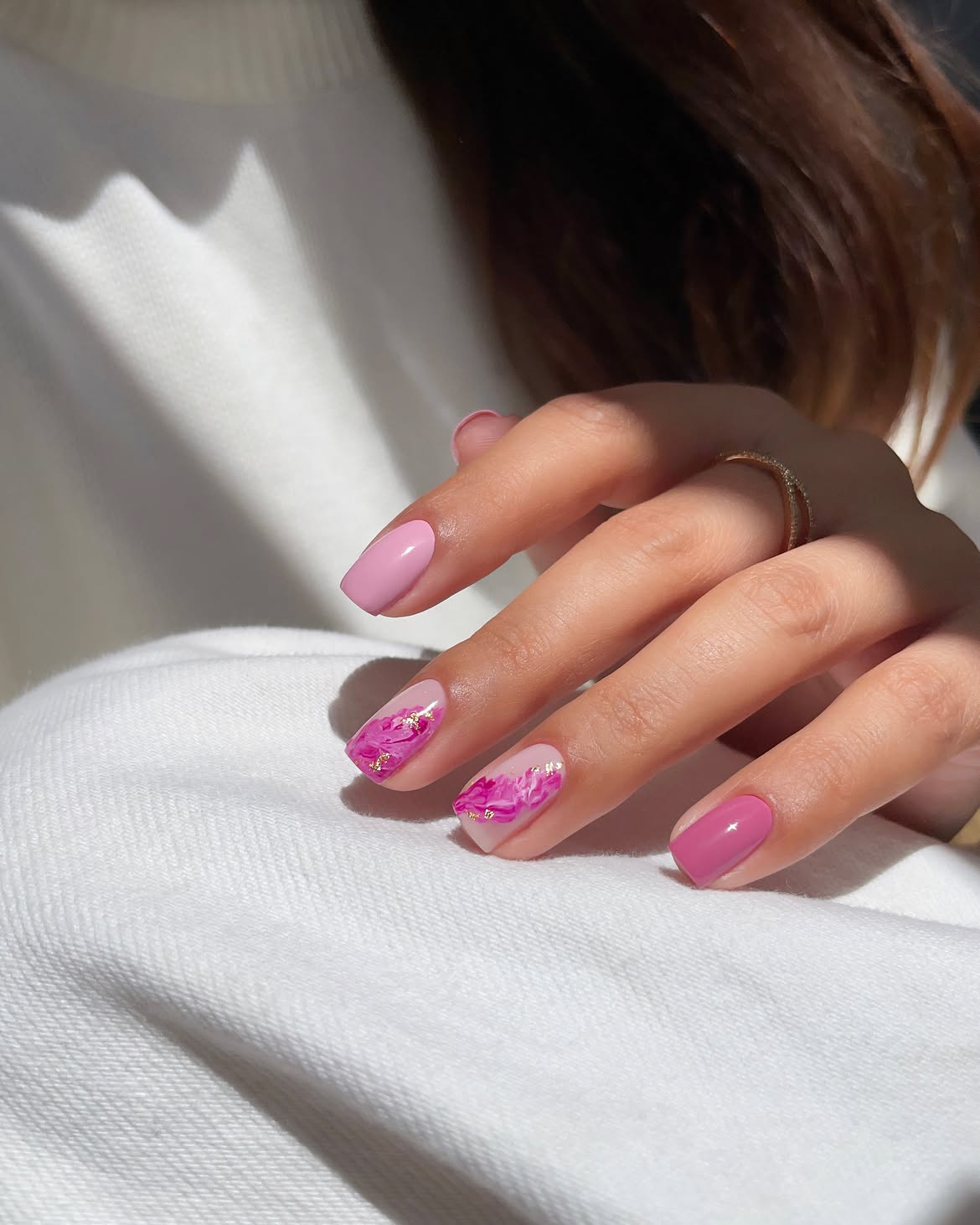 Pink Swirl Art with Gold Flakes