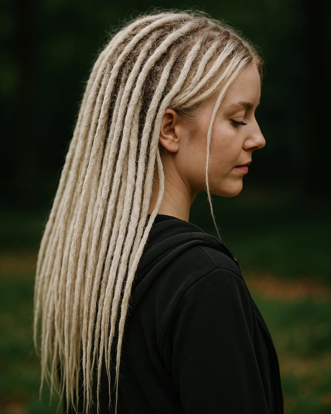 Platinum Blonde Dreadlocks With Defined Roots