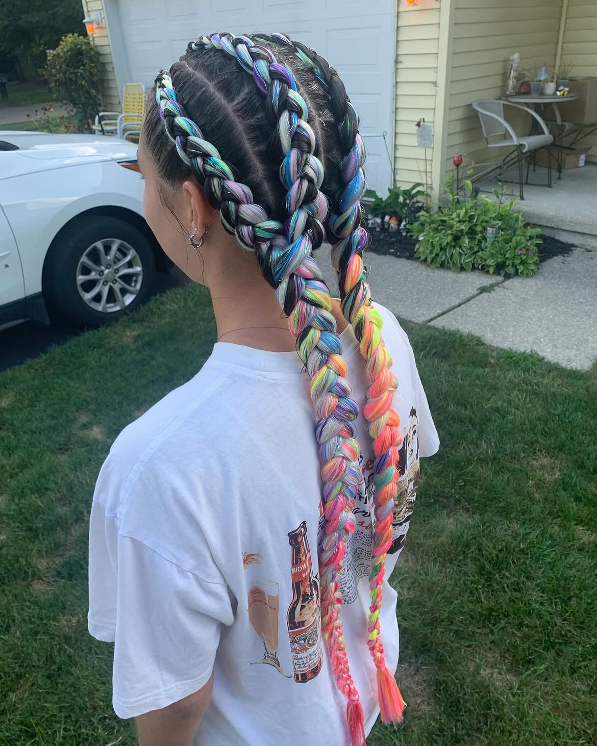 Rainbow Butterfly Braids With Chunky Highlights