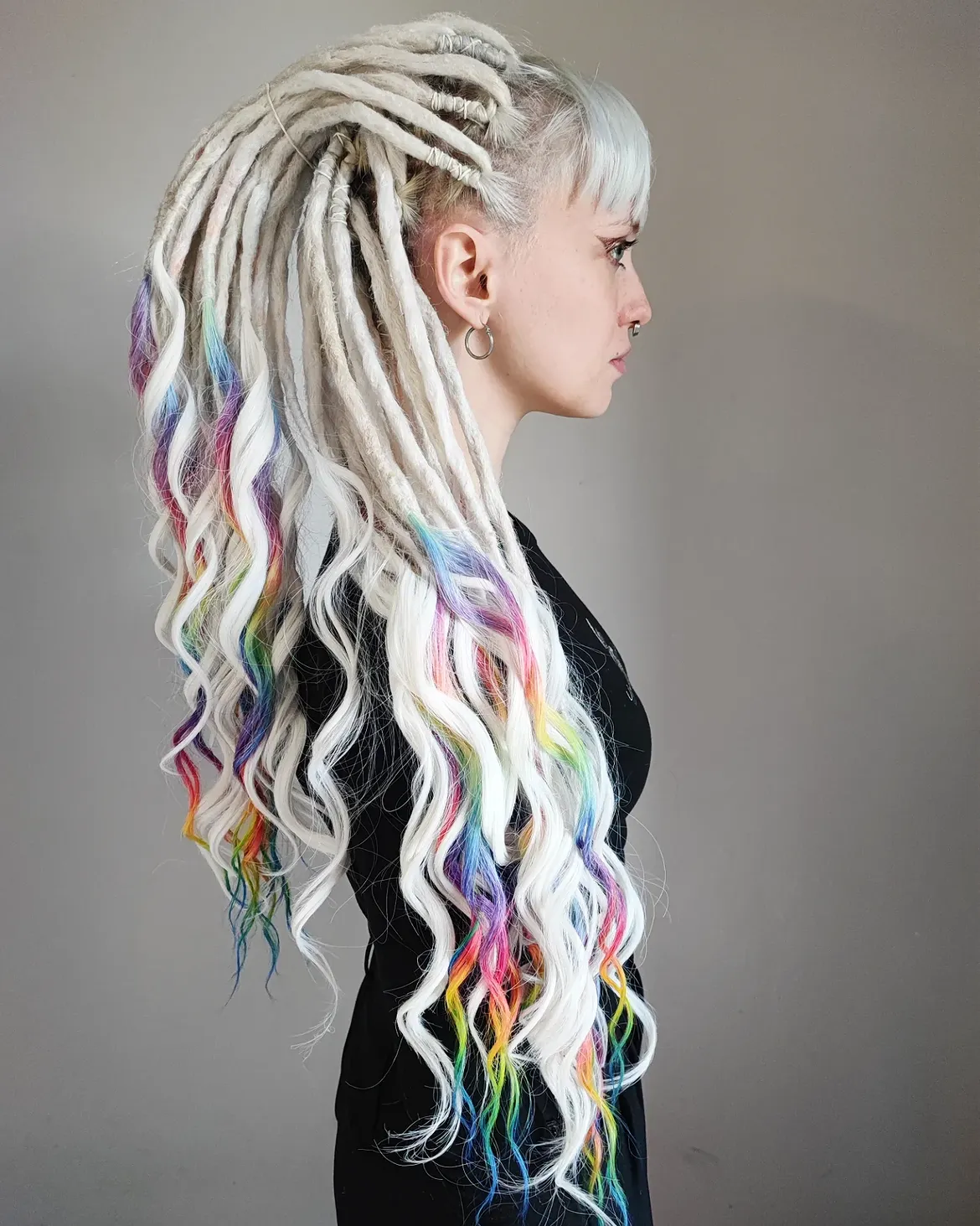 Rainbow Tipped Dreadlocks With Loose Waves