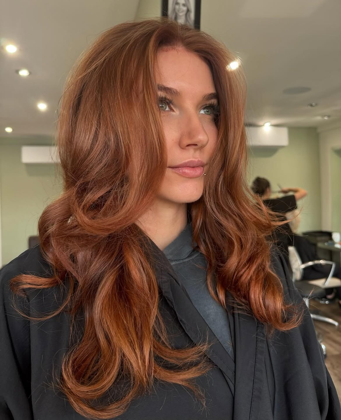 Rich Auburn Balayage With Loose Waves