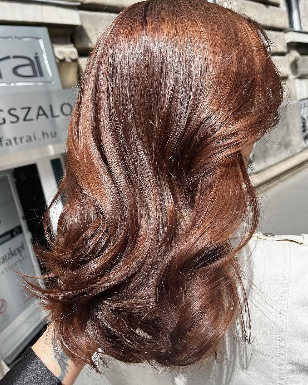 Rich Copper Balayage Soft Waves