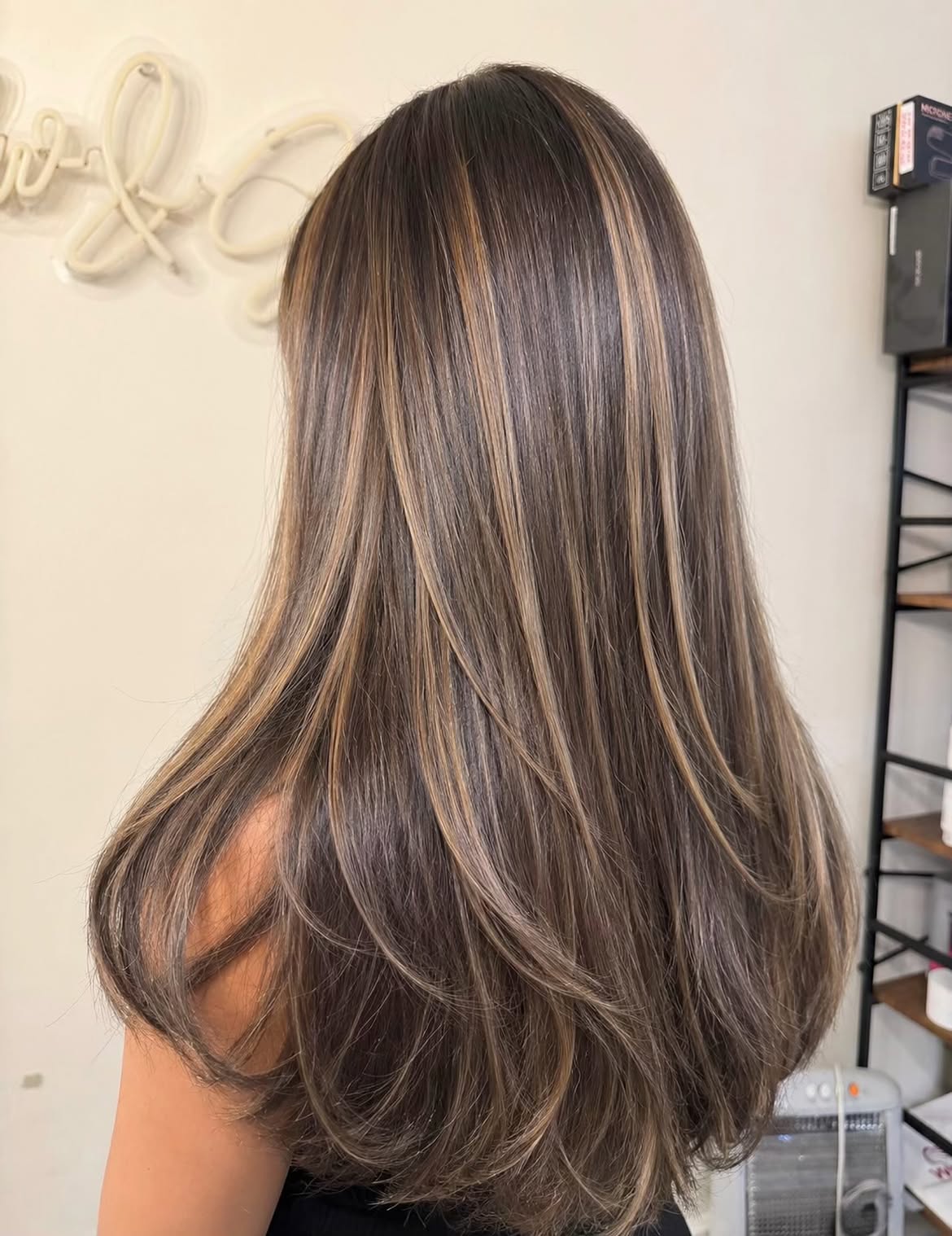 Rich Espresso Balayage With Caramel Highlights