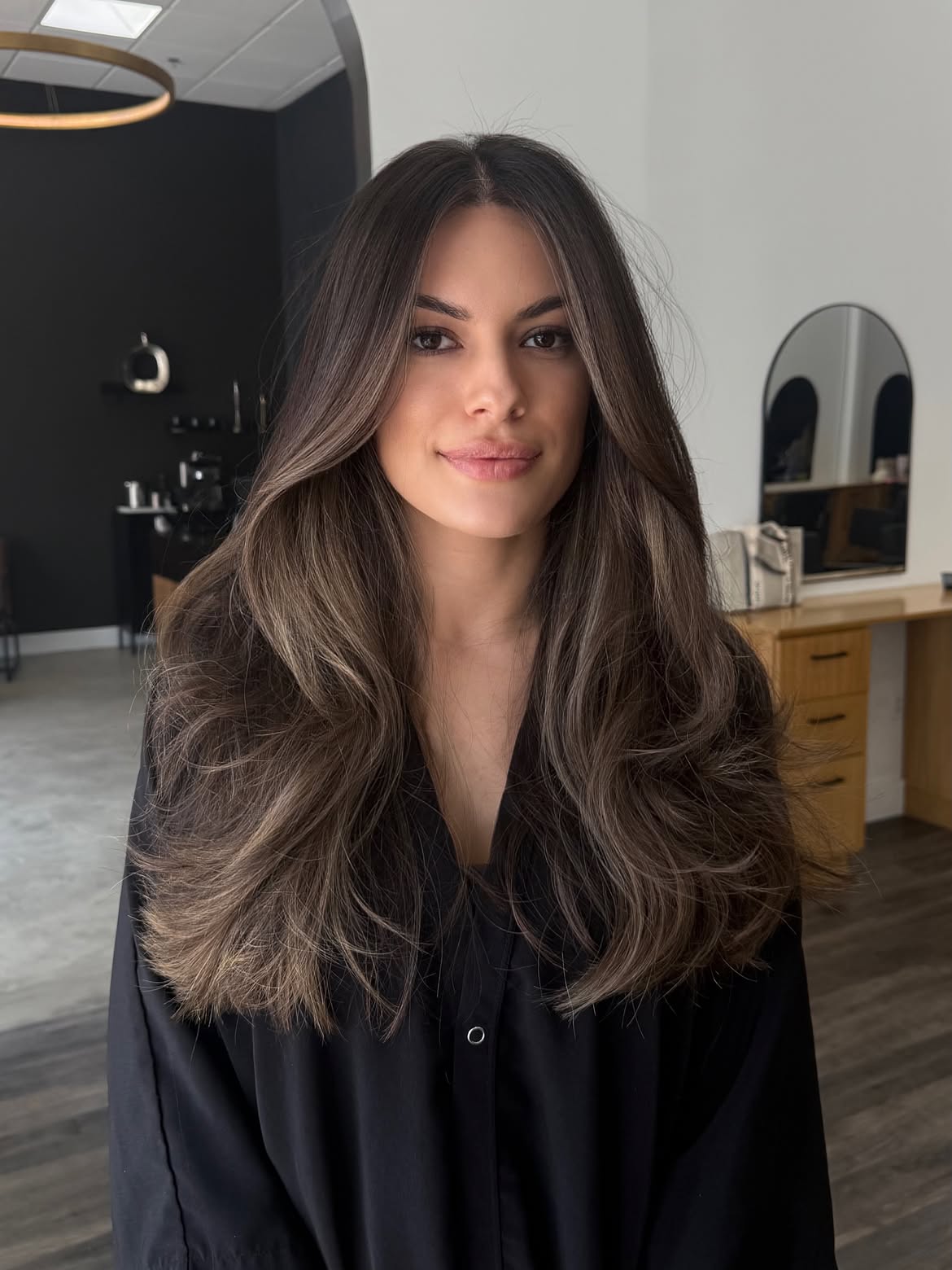 Rich Espresso Balayage With Soft Waves