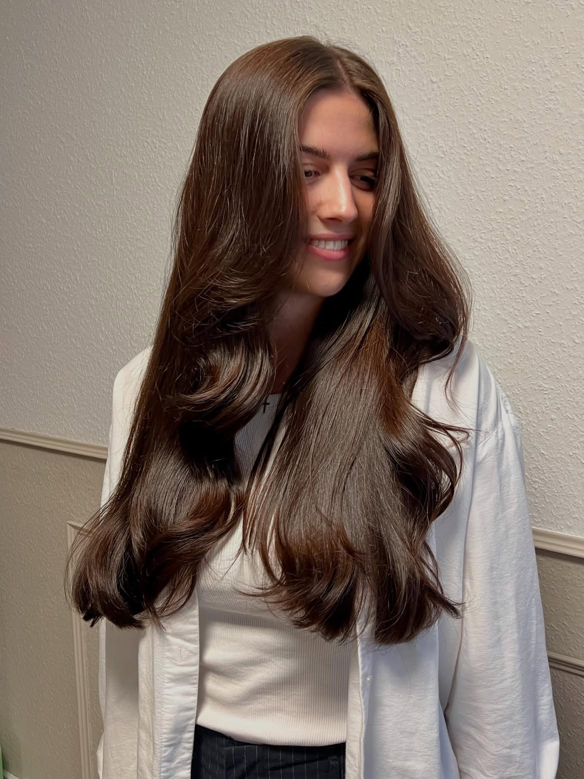 Rich Espresso Brown Layered Waves