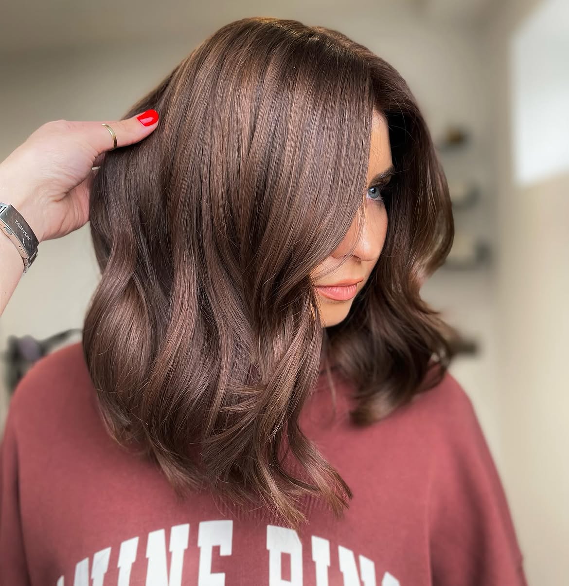 Rich Espresso Waves With Subtle Rose Tones